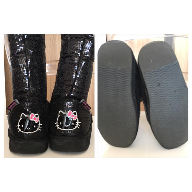 キティ スパンコールブーツ 黒 レディースの靴/シューズ(ブーツ)の商品写真