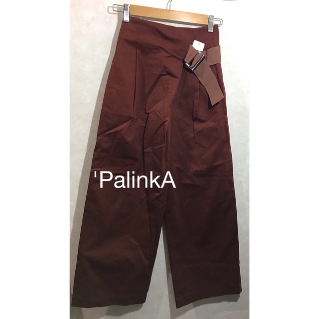 新品　'PalinkA アシンメトリータックワイドパンツ　36