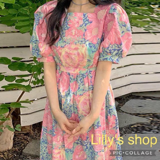 春夏コーデ❤️ロングワンピース　花柄　レディース　半袖　ドレス　パーティーワンピース