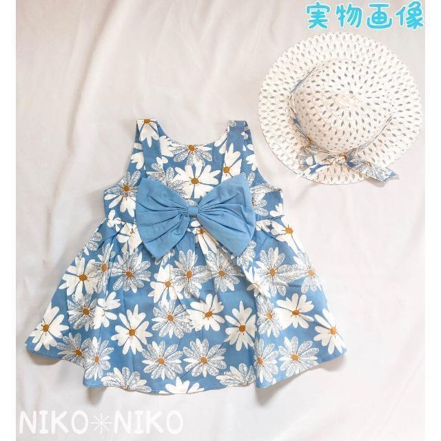 新品】ノースリーブワンピース☆帽子付き☆花柄☆リボン☆80☆青色☆子供服の通販 by NIKO✳︎NIKO|ラクマ