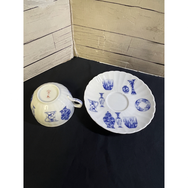 深川製磁 ブルーチャイナ 菊割紅茶碗皿 8