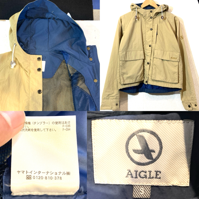 AIGLE★マウンテンパーカー★ショート★エーグル★定価3万円★ベージュ★紺