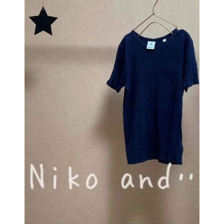 ニコアンド(niko and...)のNiko and… Tシャツ 半袖 刺繍ロゴ シンプル カジュアル ブラック(Tシャツ(半袖/袖なし))