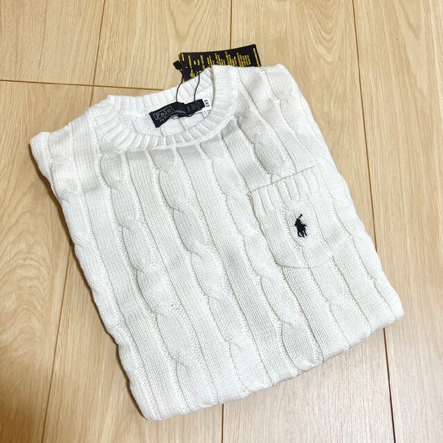 ポロラルフローレン ケーブルニット 半袖 白 新品未使用 完売品 Sサイズ
