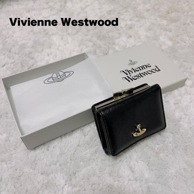 Vivienne Westwood(ヴィヴィアンウエストウッド)のvivienne westwood ディアマンテ オーブ 口金 三つ折り財布 黒 レディースのファッション小物(財布)の商品写真