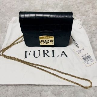 フルラ(Furla)の【新品】FURLA フルラ ショルダーバッグ メトロポリス クロコ型押し ネロ(ショルダーバッグ)