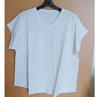 新品 L  Vネック オーバーサイズ  Tシャツ (オフホワイト)(Tシャツ(半袖/袖なし))