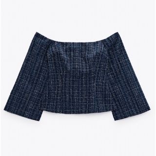 ザラ(ZARA)のZARA オフショルダーツイードトップス(シャツ/ブラウス(長袖/七分))