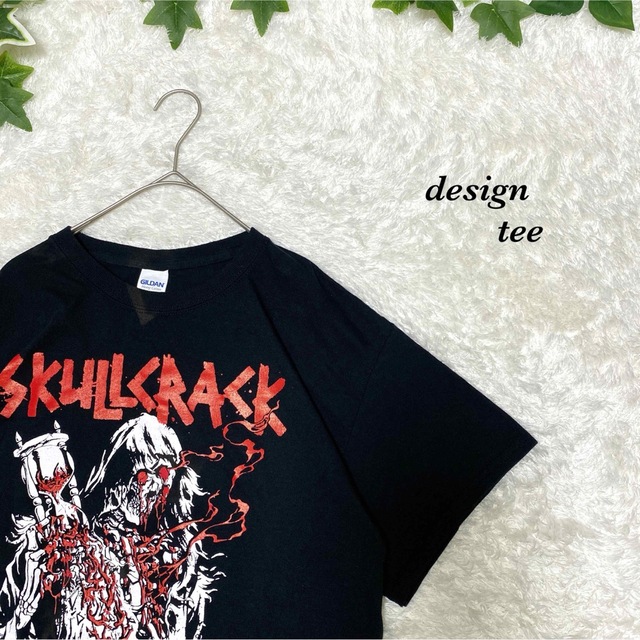 Tシャツ　ギルダン　ホラー　激レア　　デカロゴ　黒　ストリート