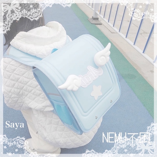 ♡ 水色界隈 天使の羽 ランドセル風リュック 星あり light blue ♡Saya໒꒱’s_Shop