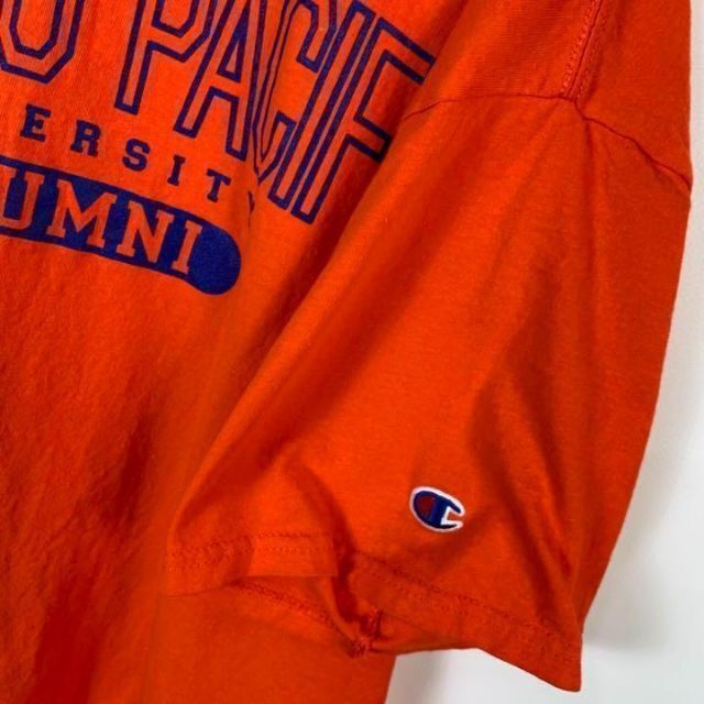 Champion(チャンピオン)のC654 チャンピオン　ビッグプリント　肩刺繍ロゴ　XL オレンジ　半袖Tシャツ メンズのトップス(Tシャツ/カットソー(半袖/袖なし))の商品写真