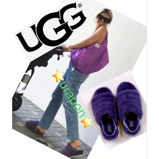 UGG(アグ)の＃秋色～♬✨超美品✨22✨UGG✨Fluff Yeah Slide✨紺パープル レディースの靴/シューズ(サンダル)の商品写真