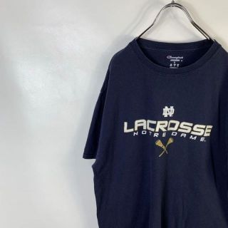 チャンピオン(Champion)のC693 チャンピオン　ビッグプリント　プリントロゴ　肩ロゴ　L ネイビー　半袖(Tシャツ/カットソー(半袖/袖なし))