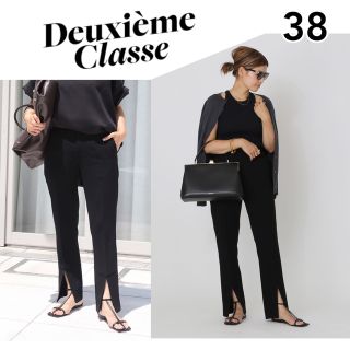 ドゥーズィエムクラス(DEUXIEME CLASSE)の美品 CINOH チノSLIT パンツ black 38 ドゥーズィエムクラス(カジュアルパンツ)