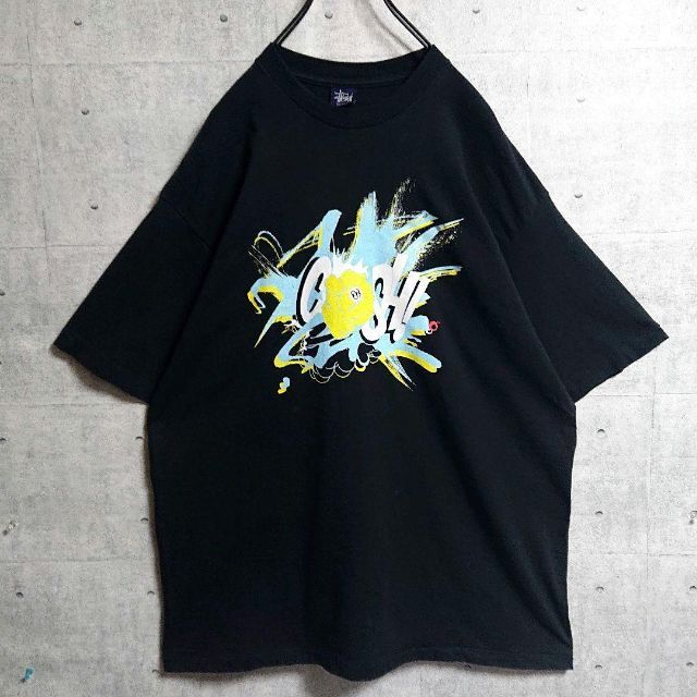 stussy ステューシー old プリント Ｔシャツ 黒 半袖 L