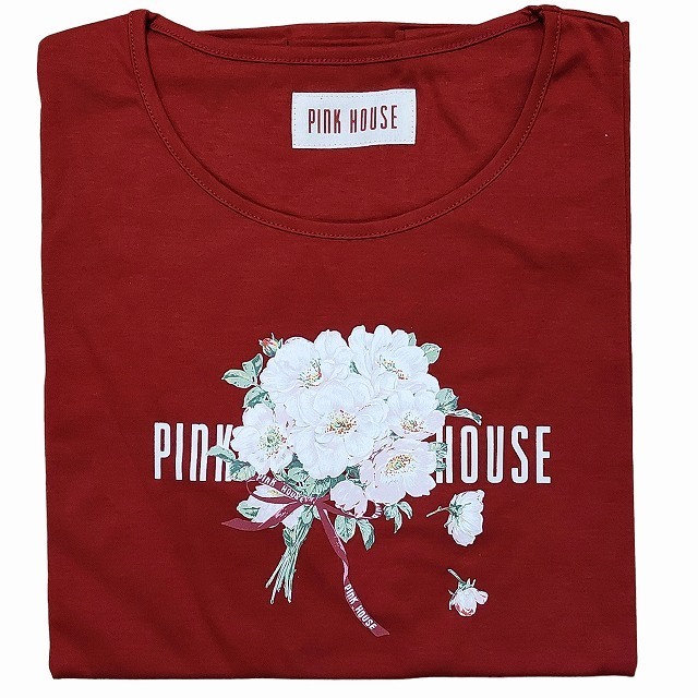 PINK HOUSE(ピンクハウス)のピンクハウス タグ付 野ばらプリントカットソー 半袖Tシャツ ロゴ ブーケ 花柄 レディースのトップス(カットソー(半袖/袖なし))の商品写真