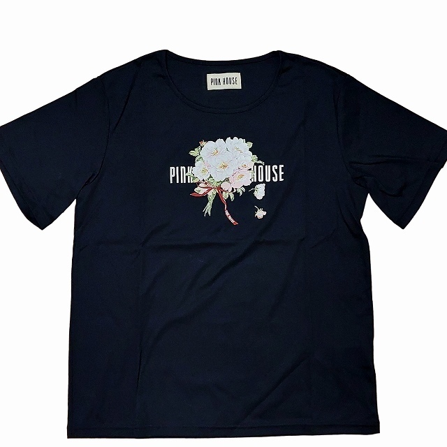 PINK HOUSE(ピンクハウス)のピンクハウス タグ付 野ばらプリントカットソー 半袖Tシャツ ロゴ ブーケ 花柄 レディースのトップス(カットソー(半袖/袖なし))の商品写真