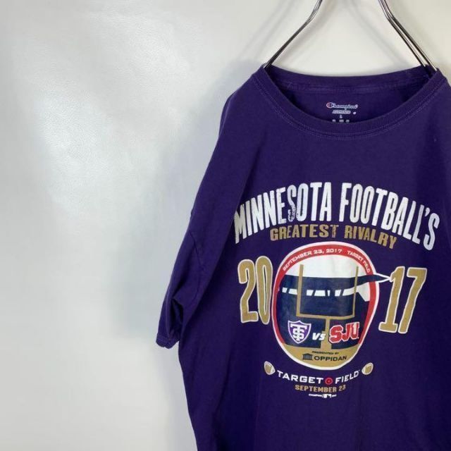 Champion(チャンピオン)のC892 チャンピオン　ビッグプリント　フットボール　L パープル　半袖Tシャツ メンズのトップス(Tシャツ/カットソー(半袖/袖なし))の商品写真