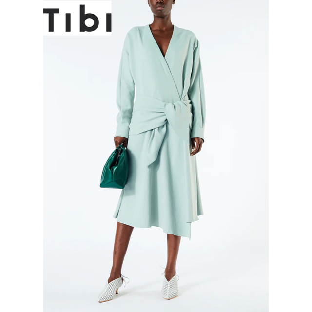 tibi ティビ　chalky drape wrap dress 0サイズロングワンピース/マキシワンピース