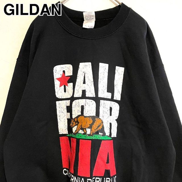 レア◎GILDAN◎スウェット◎黒◎カリフォルニア共和国◎アニマル
