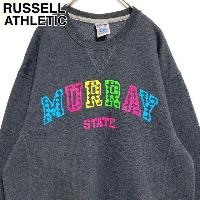 レア◎RUSSELL ATHLETIC◎スウェット◎濃灰◎カレッジロゴ◎アーチ