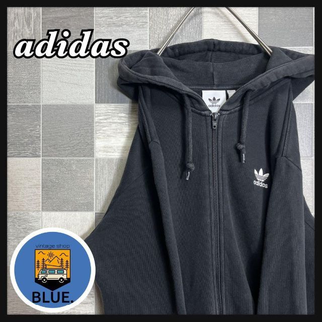 ○日本正規品○ adidas アディダス フルジップパーカー ブラック 刺繍 プリント ロゴ adidas アディダス フルジップパーカー ブラック 刺繍 プリント ロゴ