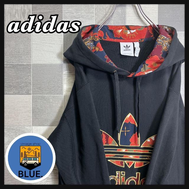 adidas パーカー フーディー プリントロゴ トレフォイルロゴ 虎 ゆるダボ | フリマアプリ ラクマ