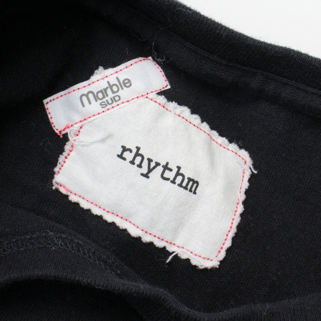 marble SUD rhythm マーブルシュッド リズム EMBミモザ 刺繍 リメイク カットソーワンピース/ブラック【2400013314954】