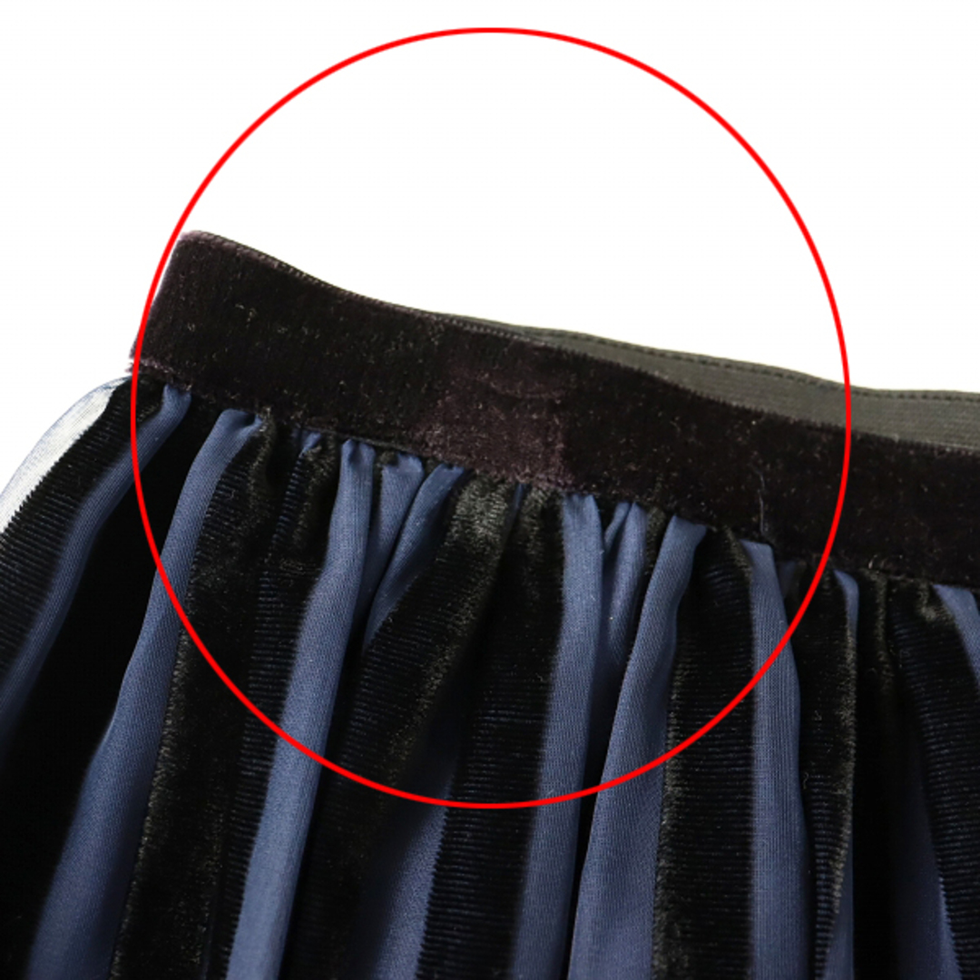 JaneMarple(ジェーンマープル)の未使用 定価2.6万 Jane Marple ジェーンマープル ベルベットストライプスカート M/ネイビー フレア ギャザー【2400013348638】 レディースのスカート(ひざ丈スカート)の商品写真