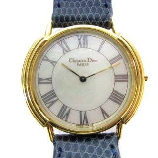 クリスチャンディオール(Christian Dior)のクリスチャンディオール D59-121-2 腕時計 アナログ クォーツ 金色 紺(腕時計)