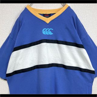 カンタベリー(CANTERBURY)のCANTERBURY Tシャツ 半袖 ブルー×ホワイト ロゴ XL 日本製(Tシャツ/カットソー(半袖/袖なし))