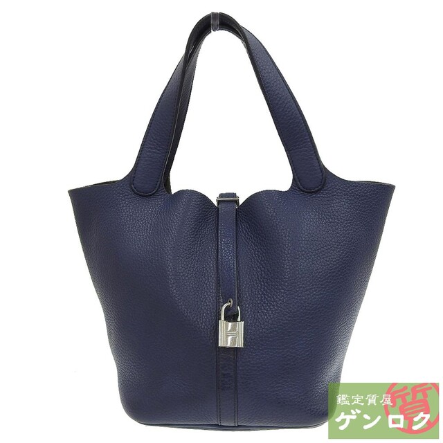 HERMES エルメス ピコタンロックMM ハンドバッグ ネイビー レザー □R刻印 (2014年) レディース【質屋】約15cmレザー開閉式