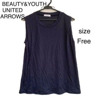 ビューティアンドユースユナイテッドアローズ(BEAUTY&YOUTH UNITED ARROWS)のビューティ&ユースユナイテッドアローズ　ノースリーブカットソー　ネイビーシンプル(Tシャツ(半袖/袖なし))