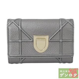 ディオール(Dior)の【中古】 ディオール 三つ折り ウォレット 三つ折り財布 レザー メタルグレー Dior【質屋】(財布)