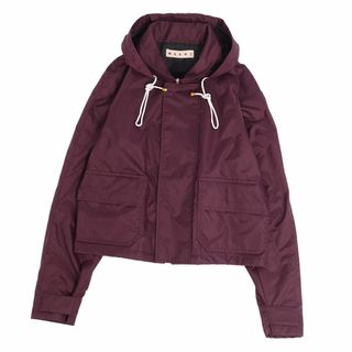 マルニ(Marni)の美品 マルニ MARNI ジャケット ブルゾン パーカー ジップアップ ドローコード ナイロン アウター レディース 38(S相当) ボルドー(ブルゾン)