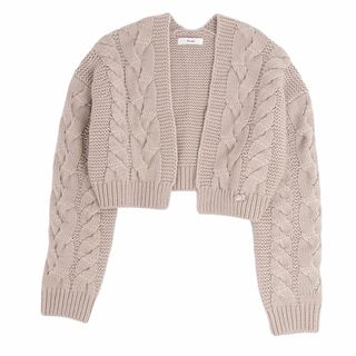 ルネ(René)の美品 ルネ Rene カーディガン ニット ウール 長袖 ロングスリーブ ボタンレス 無地 トップス レディース 34(S相当) ベージュ(カーディガン)