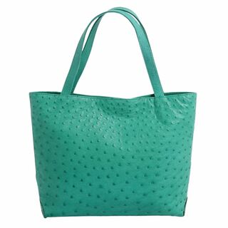 美品 オーストリッチ OSTRICH バッグ バケツ型 ハンドバッグ 本革 カバン 鞄 レディース グリーンカラーグリーン