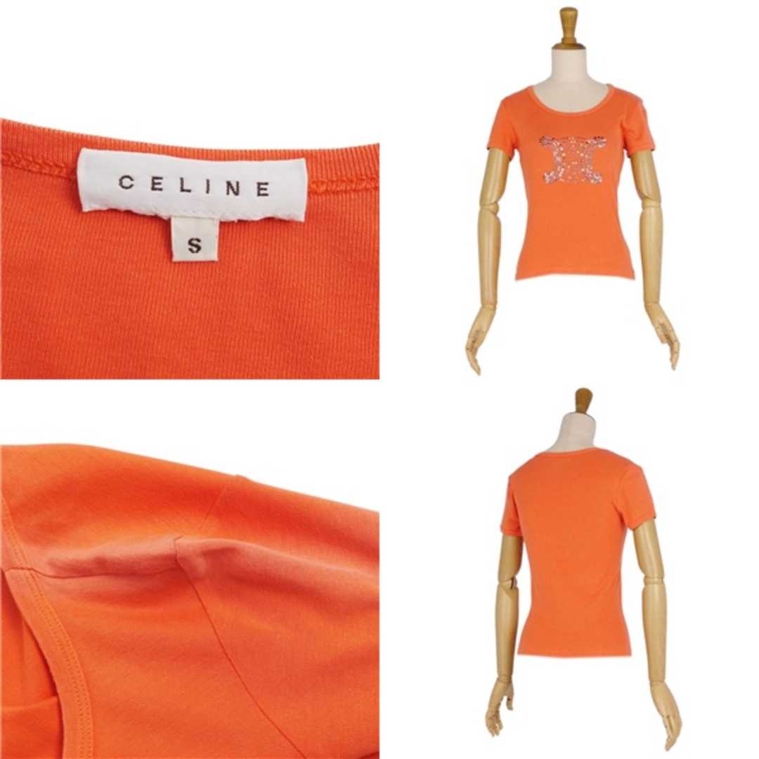 celine(セリーヌ)のセリーヌ CELINE Tシャツ カットソー マカダム コットン トップス レディース S オレンジ レディースのトップス(Tシャツ(半袖/袖なし))の商品写真