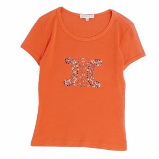 セリーヌ(celine)のセリーヌ CELINE Tシャツ カットソー マカダム コットン トップス レディース S オレンジ(Tシャツ(半袖/袖なし))