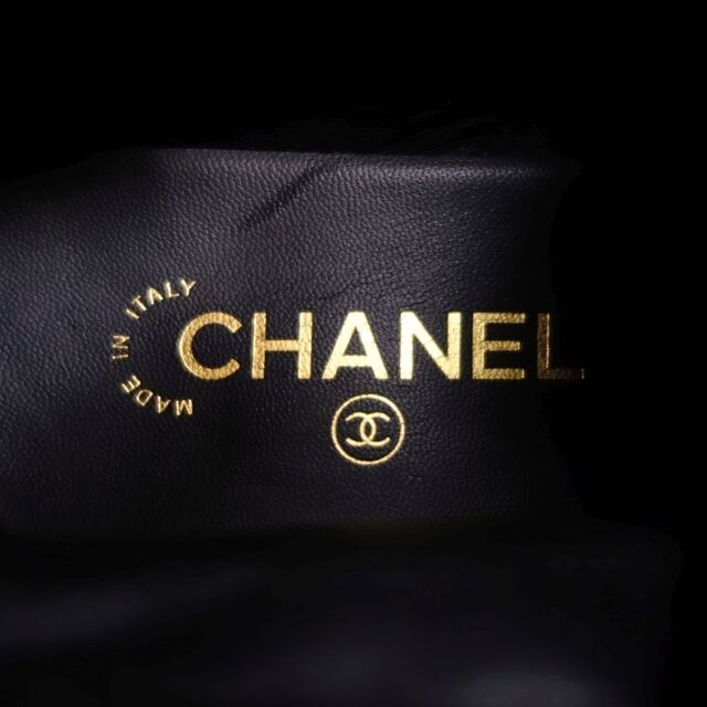 美品 シャネル CHANEL ブーツ ショートブーツ チェーン ココマーク ウール シューズ 靴 レディース イタリア製 36C ブラック/ボルドー