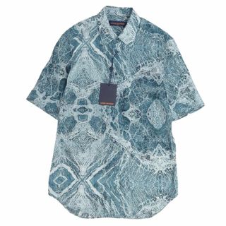 ルイヴィトン(LOUIS VUITTON)の未使用 ルイヴィトン LOUIS VUITTON シャツ 21AW マーブルシャツ ショートスリーブ 総柄 レーヨン シルク トップス メンズ イタリア製 S ターコイズグリーン(シャツ)