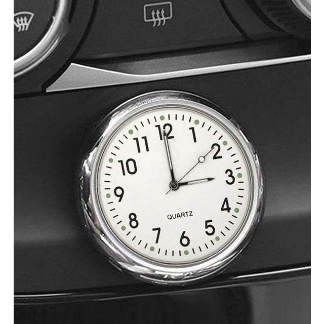 超高品質で人気の 車用時計 ミニクォーツ アナログ ミニウォッチ White