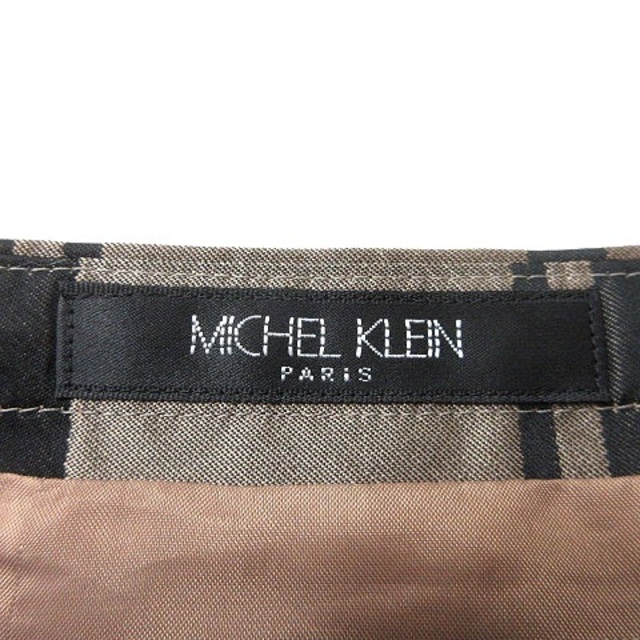 MICHEL KLEIN(ミッシェルクラン)のミッシェルクラン フレアスカート ひざ丈 チェック 38 ベージュ レディースのスカート(ひざ丈スカート)の商品写真