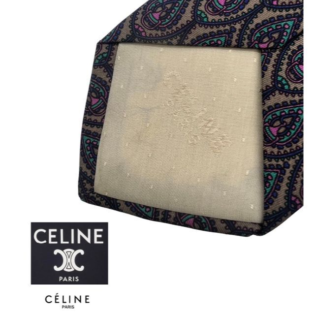 CELINE　セリーヌ　ネクタイ　ローズ×ベージュ×緑×ネイビー　美品　スペイン メンズのファッション小物(ネクタイ)の商品写真