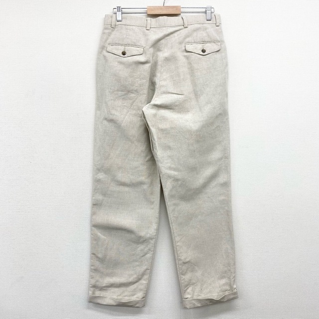 US古着 ドッカーズ DOCKERS スラックス リネン×コットン パンツ ツータック テーパード サイズ：W33 L31 生成り 【中古】 メンズのスーツ(スラックス/スーツパンツ)の商品写真