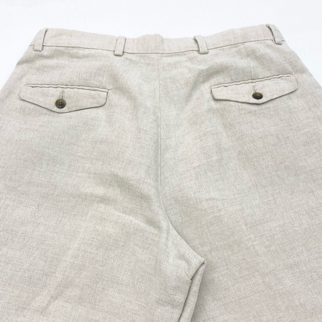 US古着 ドッカーズ DOCKERS スラックス リネン×コットン パンツ ツータック テーパード サイズ：W33 L31 生成り 【中古】 メンズのスーツ(スラックス/スーツパンツ)の商品写真