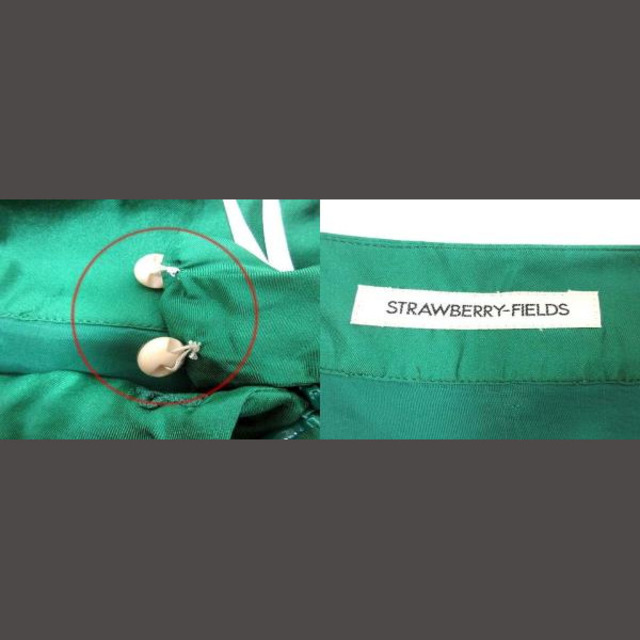 STRAWBERRY-FIELDS(ストロベリーフィールズ)のストロベリーフィールズ フレアスカート ひざ丈 ティアード 絹 シルク 緑 レディースのスカート(ひざ丈スカート)の商品写真