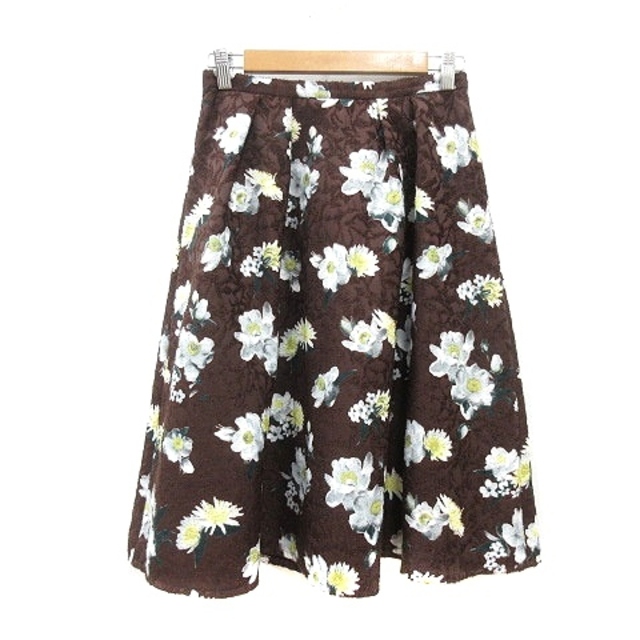 NATURAL BEAUTY BASIC(ナチュラルビューティーベーシック)のナチュラルビューティーベーシック フレアスカート ミモレ ロング 花柄 S 茶 レディースのスカート(ロングスカート)の商品写真