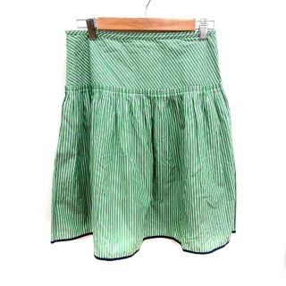 ジェイクルー(J.Crew)のジェイクルー J.CREW スカート フレア ひざ丈 ストライプ 2 緑 (ひざ丈スカート)