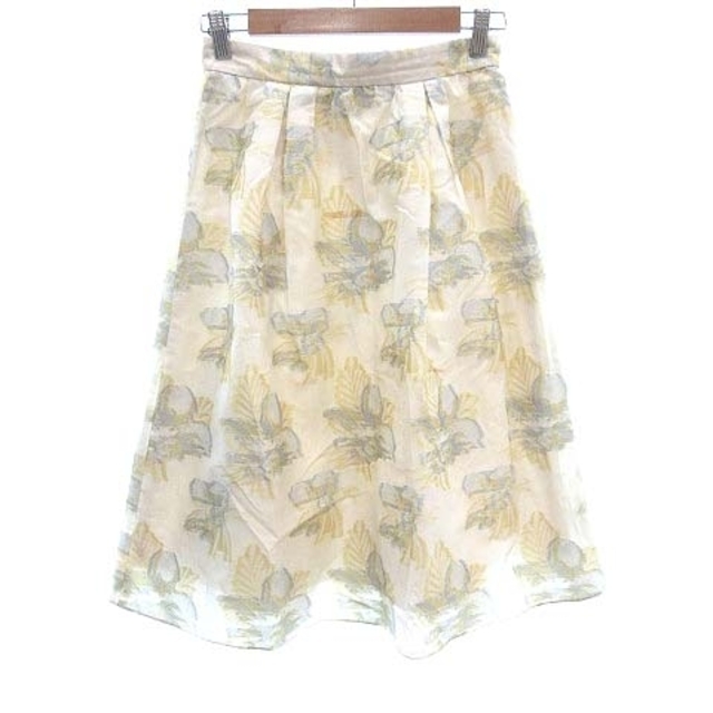 Jewel Changes(ジュエルチェンジズ)のジュエルチェンジズ アローズ フレアスカート ミモレ 花柄 36 ライトベージュ レディースのスカート(ロングスカート)の商品写真